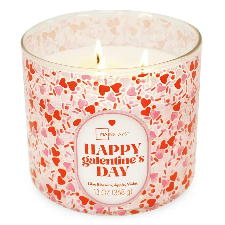 Mainstays 3-Wick Valentine's Themed Candle Happy Galentines Day Wrap, 13-Ounce | Walmart (US)