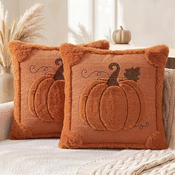 AVOIN colorlife Caramel Fall Pumpkin Throw Pillow Covers 18x18 Inch 2PC | Amazon (US)