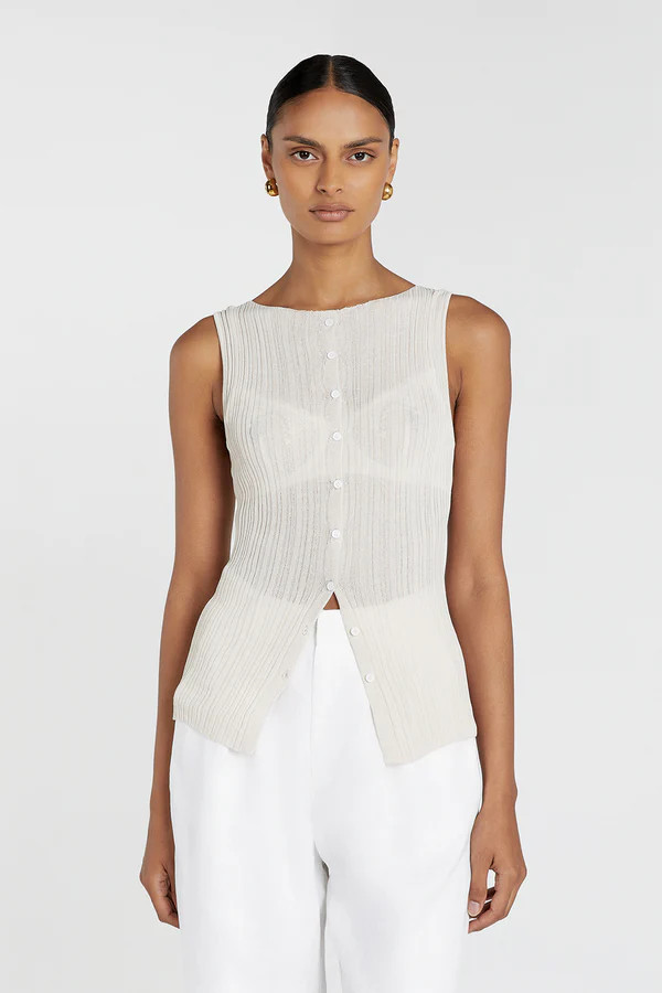 GEMMA STONE SLEEVELESS KNIT TOP | DISSH