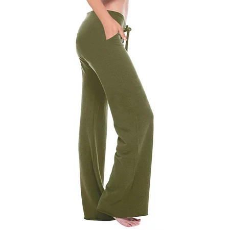 Homenesgenics Sweatpants for Women Wide Leg Women Workout Out Leggings Stretch Waist Button Pocket Yoga Gym Loose Pants Green M | Walmart (US)