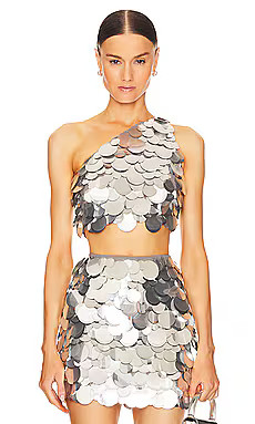 GIUSEPPE DI MORABITO One Shoulder Sequin Top in Silver from Revolve.com | Revolve Clothing (Global)