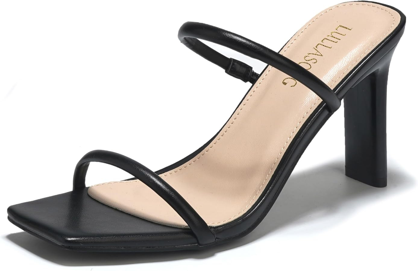 Women's Heels Sandals Block Chunky Mid Heels Slip On Slides 3.5 Inch Heeled Square Open Toe Sanda... | Amazon (US)