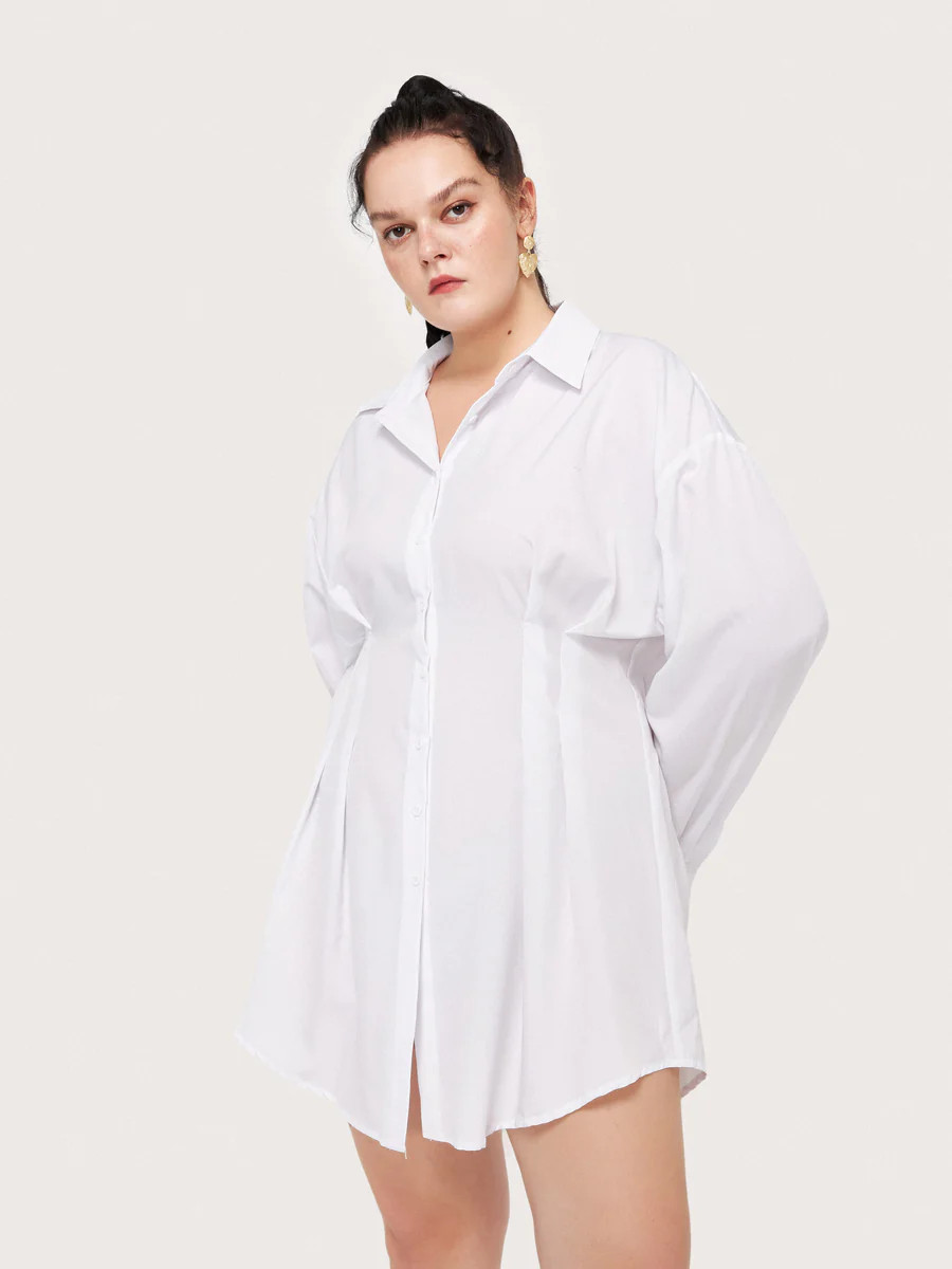 Curve&Plus Button Down Corset Shirt Dress | Cider