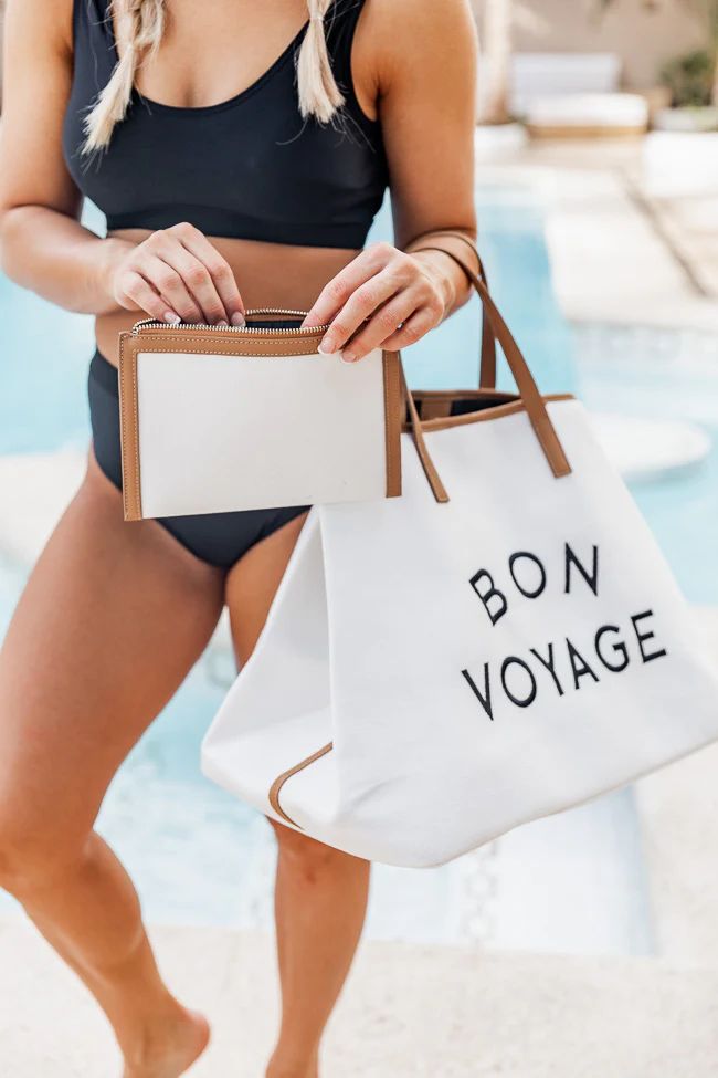 Occupy Your Time Bon Voyage White Tote | The Pink Lily Boutique