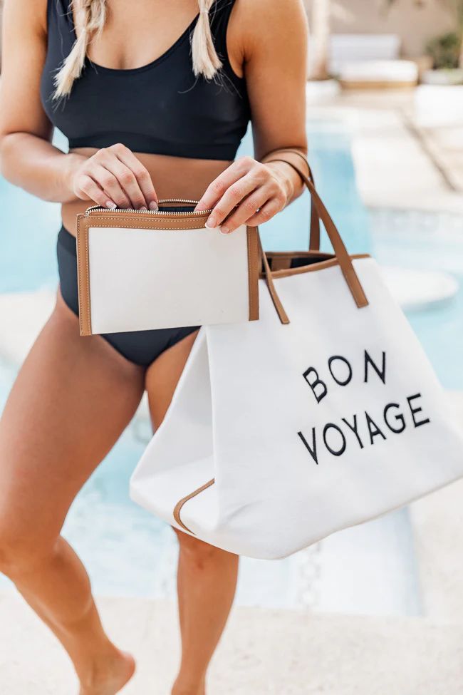 Occupy Your Time Bon Voyage White Tote | Pink Lily