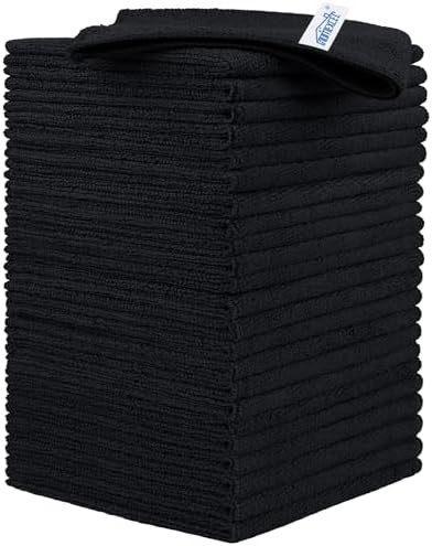 HOMEXCEL Black Microfiber Cleaning Cloth, 24 Pack Cleaning Towels for Kitchen, Lint Free, Scratch... | Amazon (US)