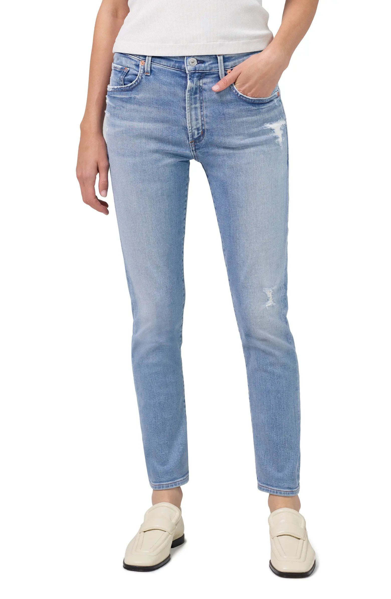 Ella High Waist Slim Crop Straight Leg Jeans | Nordstrom