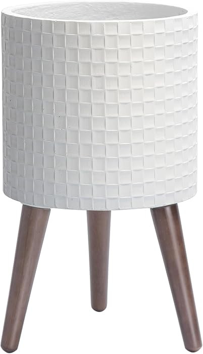 D'vine Dev 10 Inch Modern Geometric Tile Patterned Sleek Planter Pot with Stand, Indoor Outdoor D... | Amazon (US)