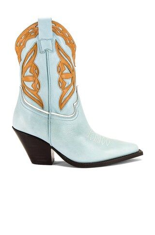 TORAL Blue Leather Cowboy Boots in Blue & Camel from Revolve.com | Revolve Clothing (Global)