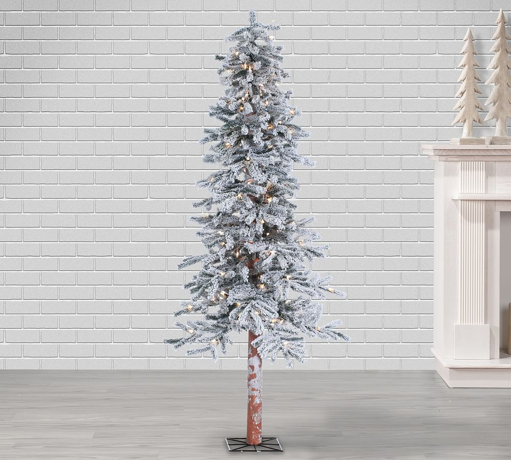 Faux Lit Flocked Alpine Tree With Clear Lights - 5 Ft. | Pottery Barn (US)