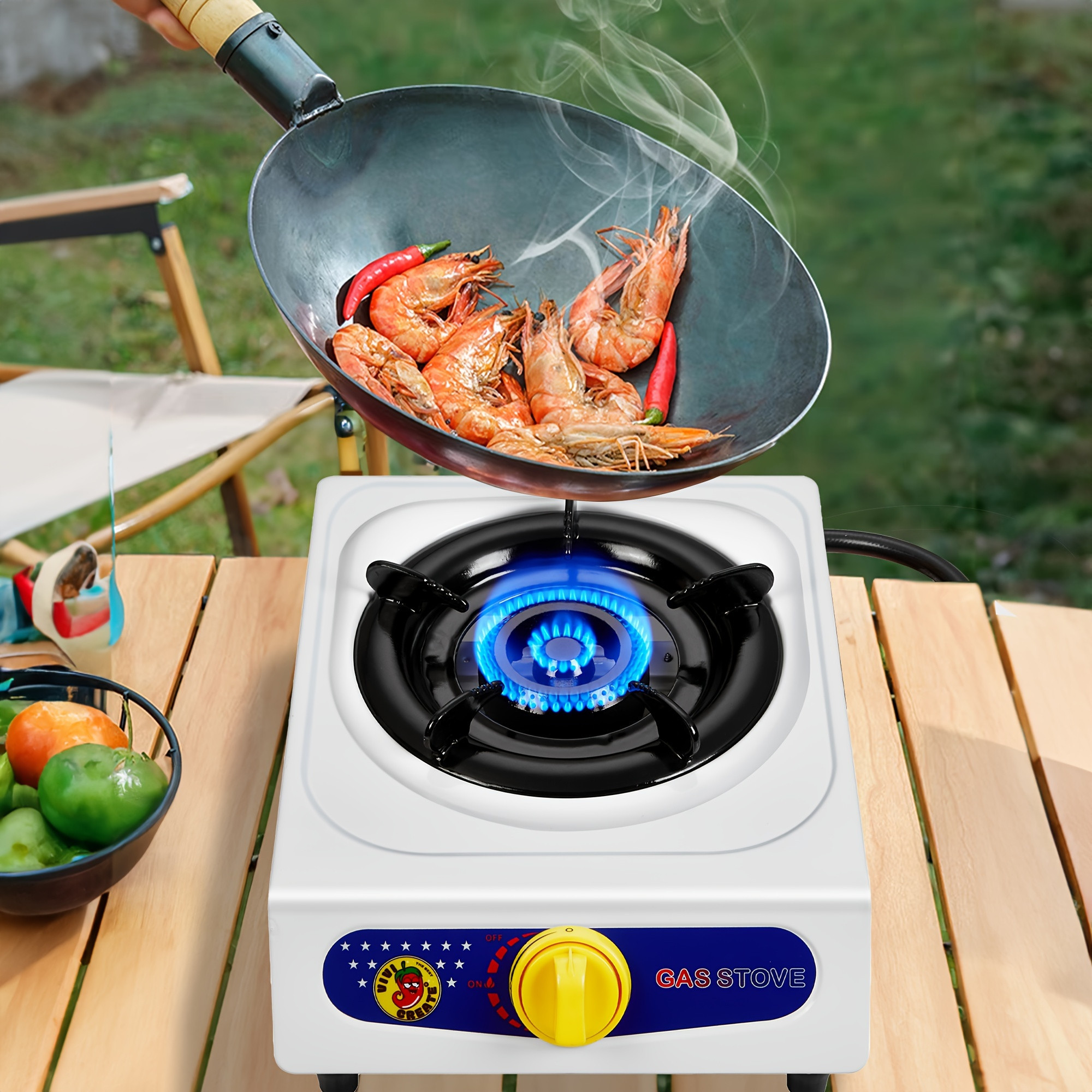 TEMU Dr.camp 10000 Btu Automatic Ignition Single Burner, Outdoor Garden Yard Camping Hiking Propane Cooker Stove With Gas Hose, White Color | Temu Affiliate Program