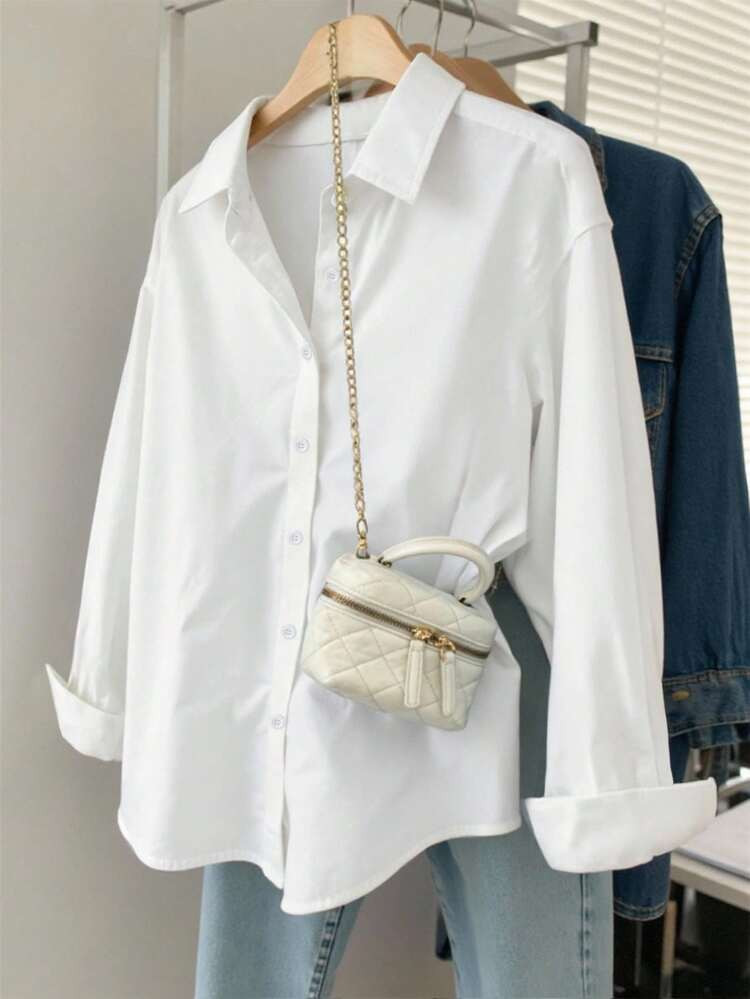 INAWLY Women's Casual Loose Fit Long Sleeve Shirt, Minimalist And Versatile For Daily Wear | SHEIN