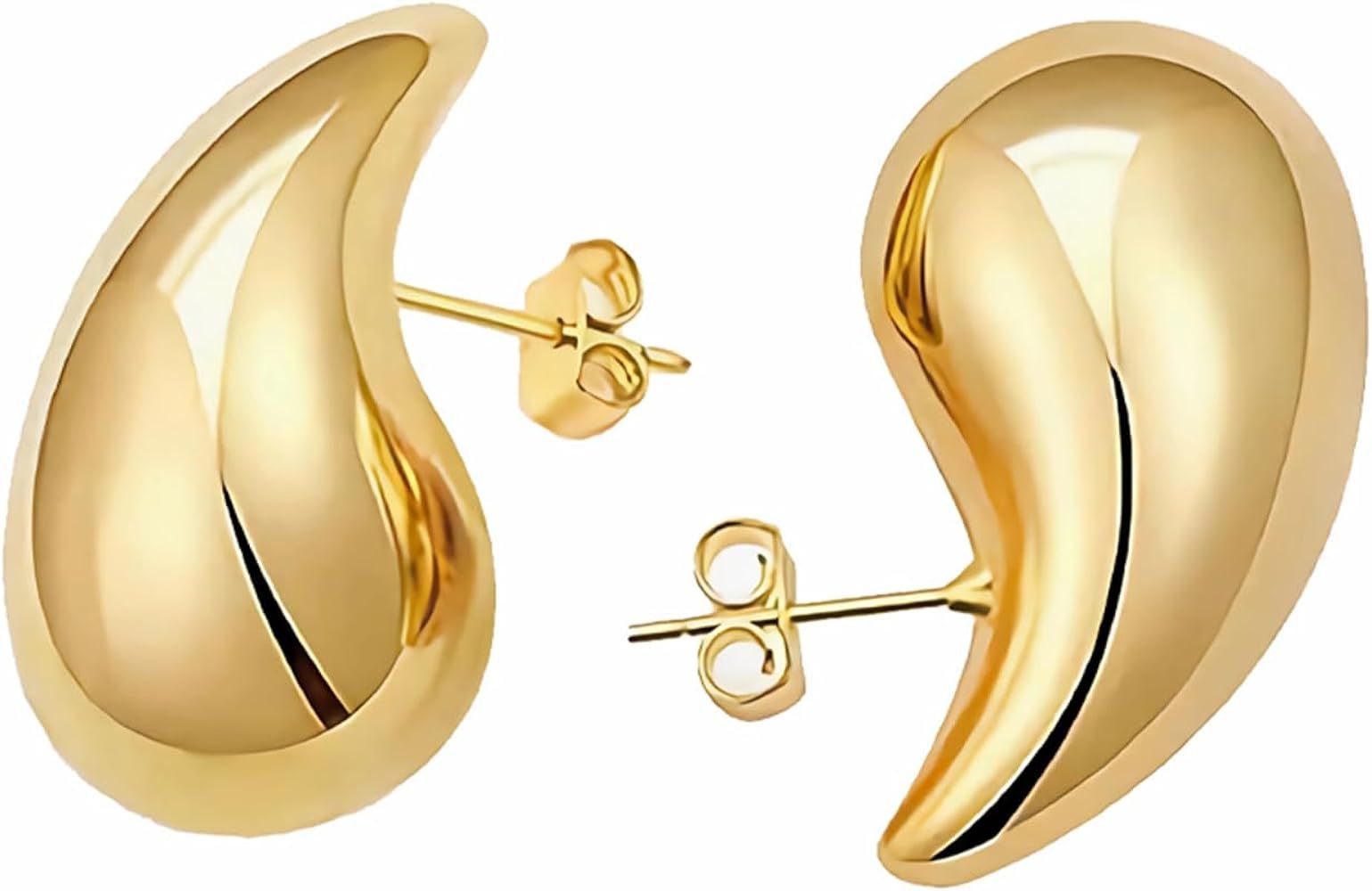 PNYFIL Bottega Earring Dupes Chunky Gold Hoop Earrings For Women Trendy Tear Drop Waterdrop Earri... | Amazon (US)