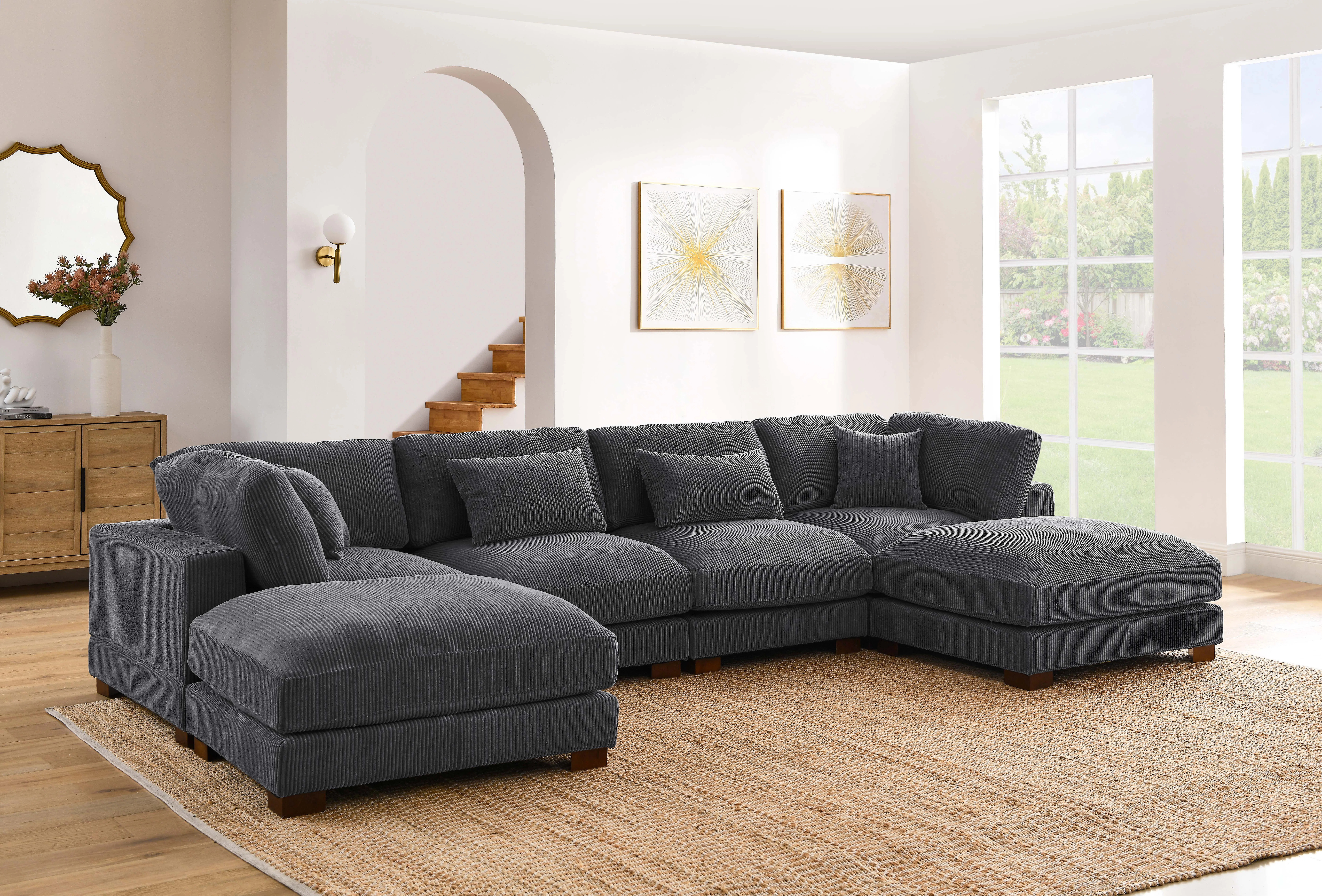 Andreco 6 - Piece Corduroy Sectional | Wayfair North America