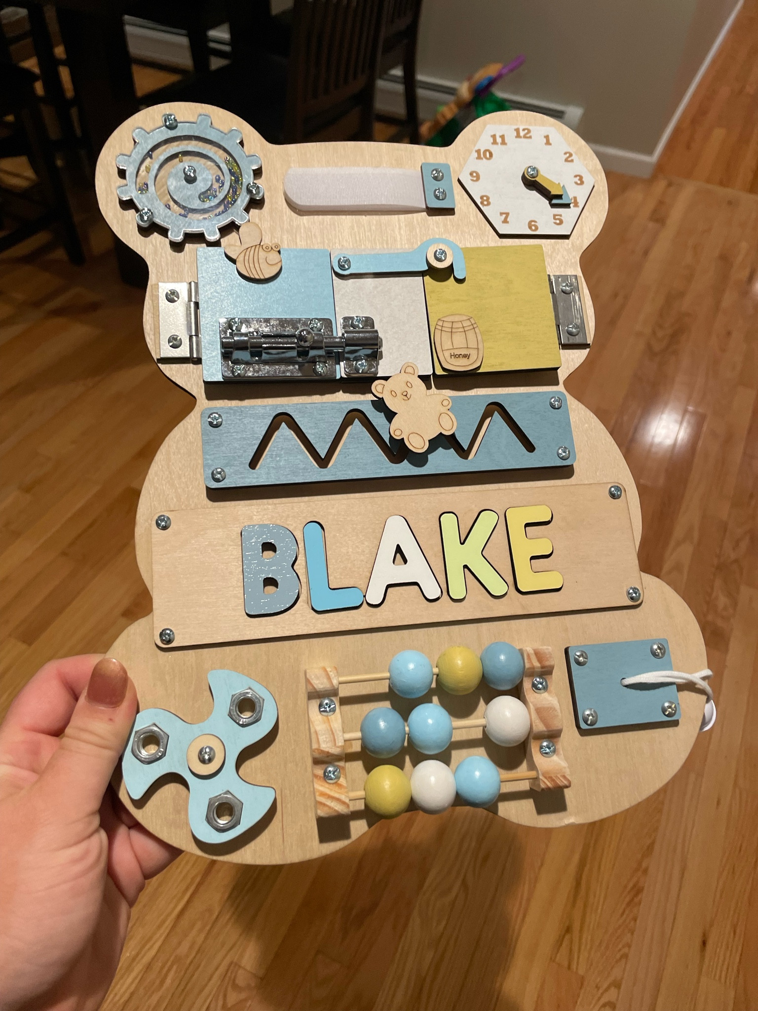 Personalized wooden busy board Comes in blue, pink or khaki #Etsyfind

#LTKbaby