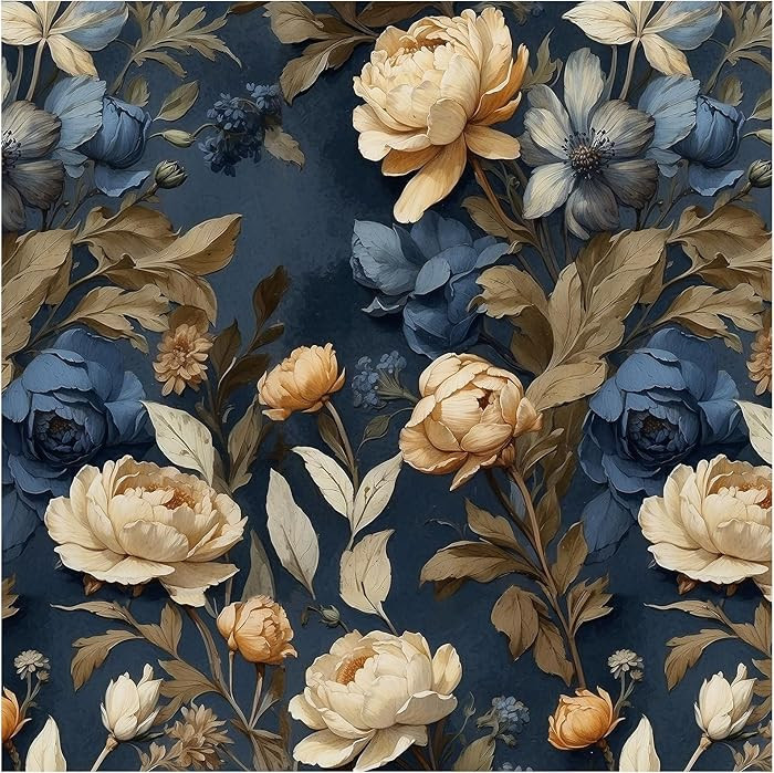 HAOKHOME Vintage Floral Peel and Stick Wallpaper Wall Paper Removable Boho for Bedroom Blue/Cream... | Amazon (US)