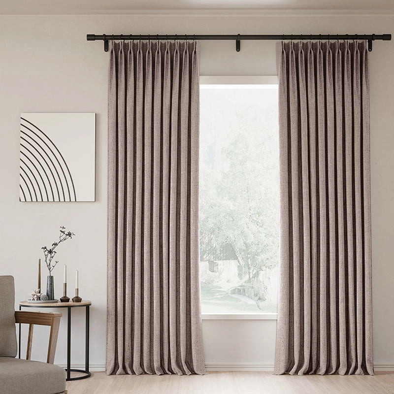 Pinch Pleated Lille Linen Memory Trained Blackout Curtains Natural Modern Custom Drapes | Homerilla