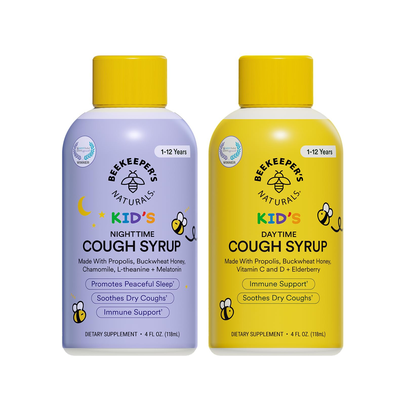Beekeeper's Naturals Kids Honey Cough Syrup – Day & Night Value Pack – Immune Support with El... | Amazon (US)