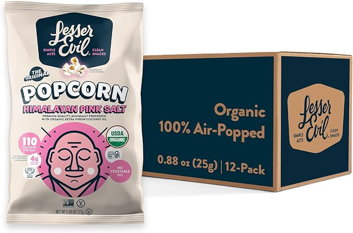 LesserEvil Himalayan Pink Salt Organic Popcorn, Premium Quality, Minimally Processed, No Vegetabl... | Amazon (US)