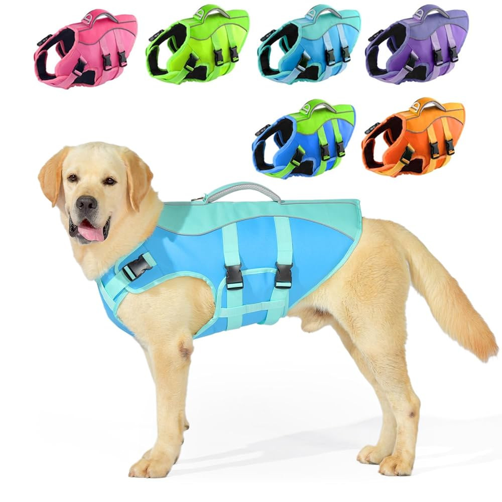 Dog Life Jacket Large, High Flotation Dog Life Vest for Swimming Boating, Reflective Puppy Lifeja... | Amazon (US)