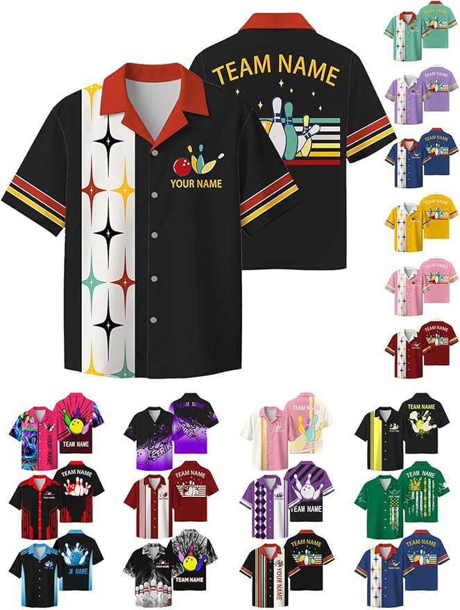 Custom Bowling Shirts for Men Women Customized with Name Personalized Bowling Jersey Short Sleeve... | Amazon (US)