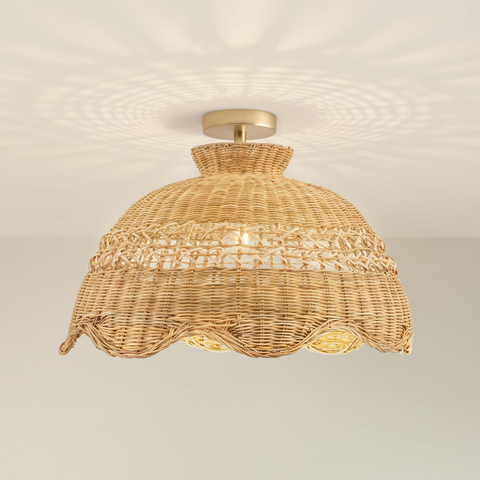 Le Perle Rattan Flush Mount Light | Rowabi