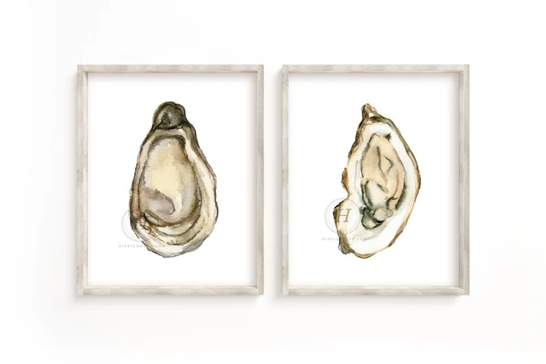 Watercolor Oyster Art Print Set of 2 | Etsy (US)