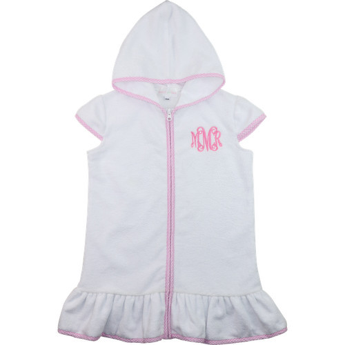 Hooded Pink And White Terry Coverup | Cecil and Lou