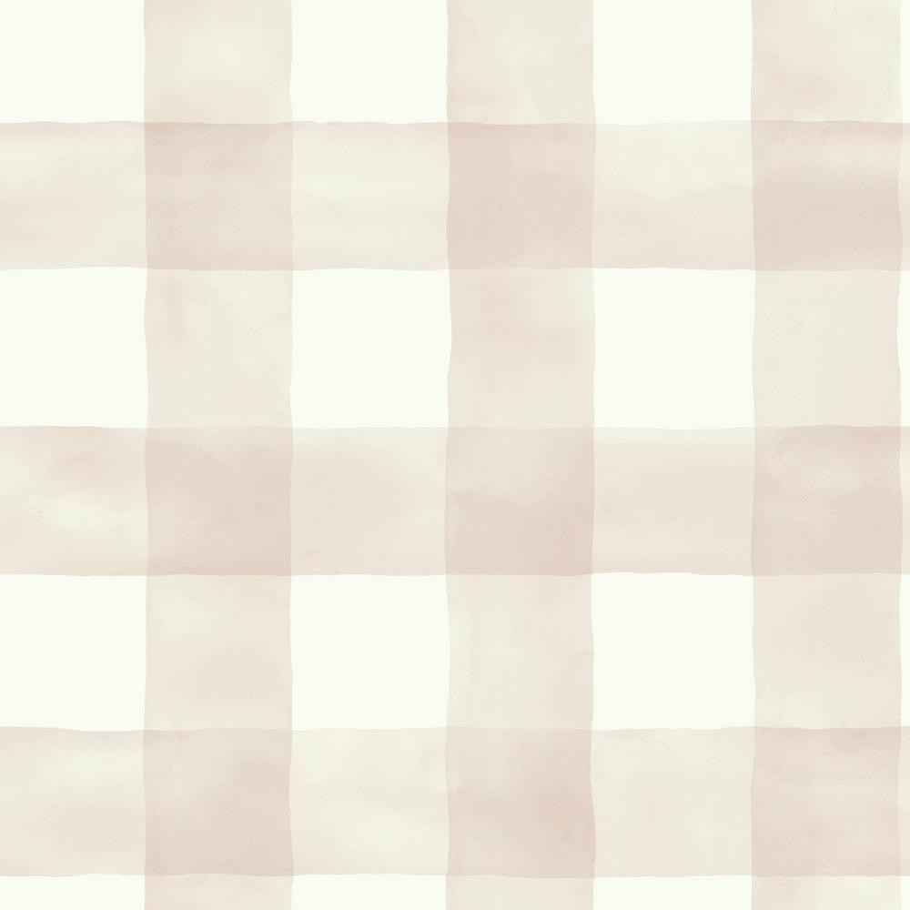 Magnolia Home by Joanna Gaines 56 sq. ft. Pink and White Watercolor Check Removable Wallpaper MH1... | The Home Depot