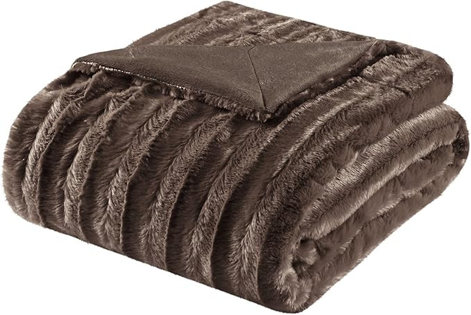 Madison Park Duke Luxury Long Faux Fur Throw Brown 50*60 Premium Soft Cozy Brushed Long Faux Fur ... | Amazon (US)