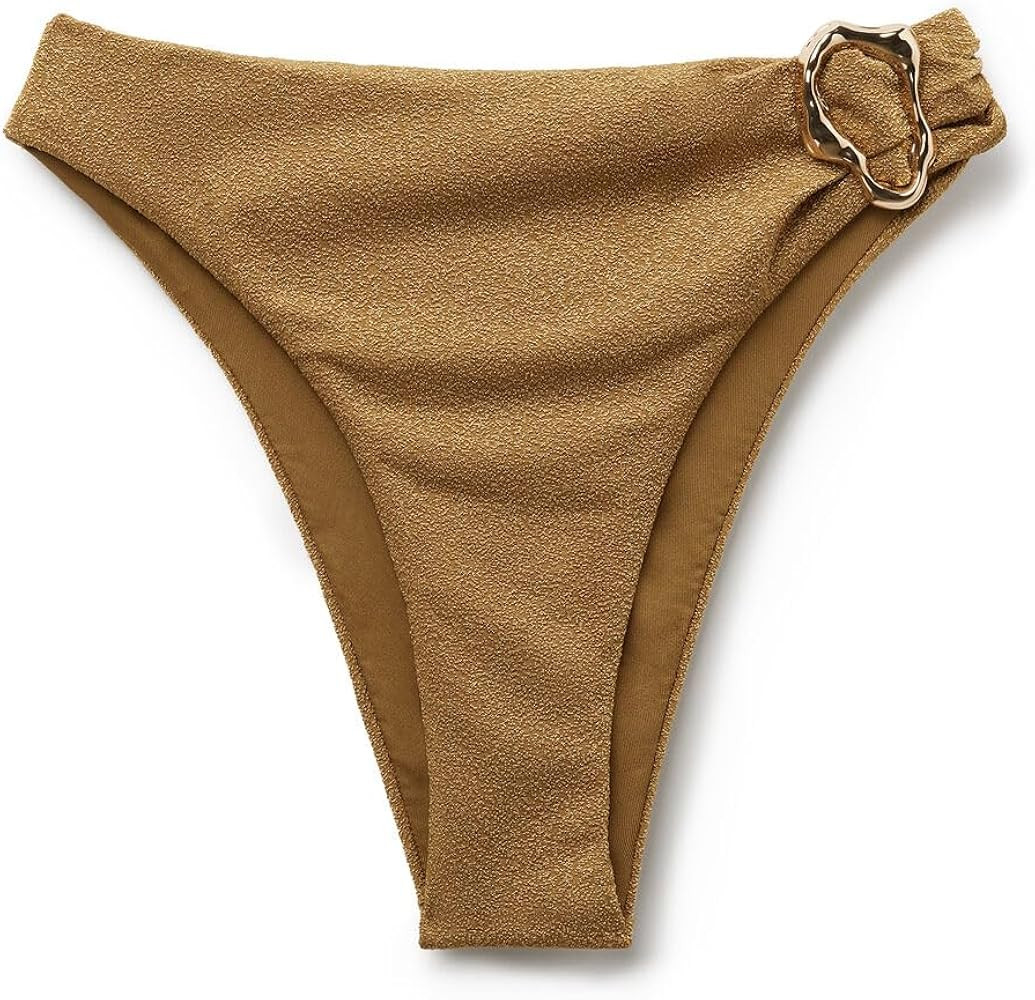 CALZEDONIA Woman's High-Waisted Brazilian Swimsuit Bottom Sophisticated Shine | Amazon (US)