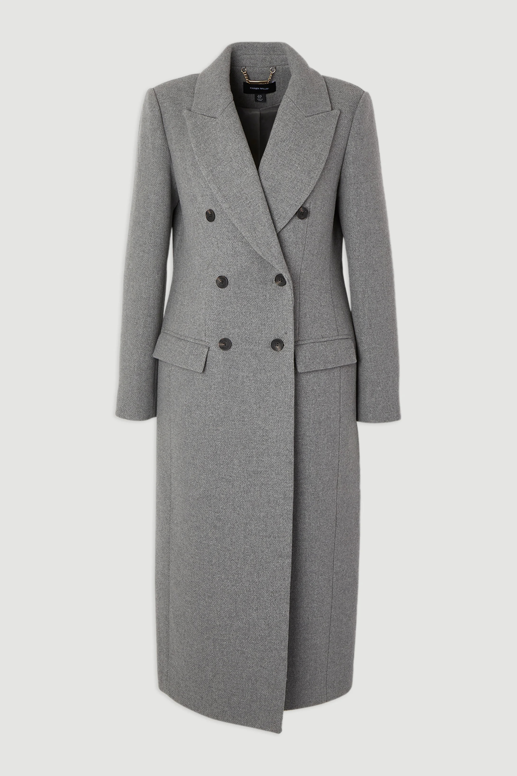 Wool Double Breasted Tailored Midi Coat | Karen Millen US