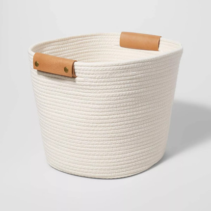 Decorative Coiled Rope Basket Cream