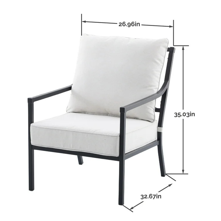 My Texas House Cambria 2-Pack Outdoor Stationary Steel Dining Chairs, Black | Walmart (US)