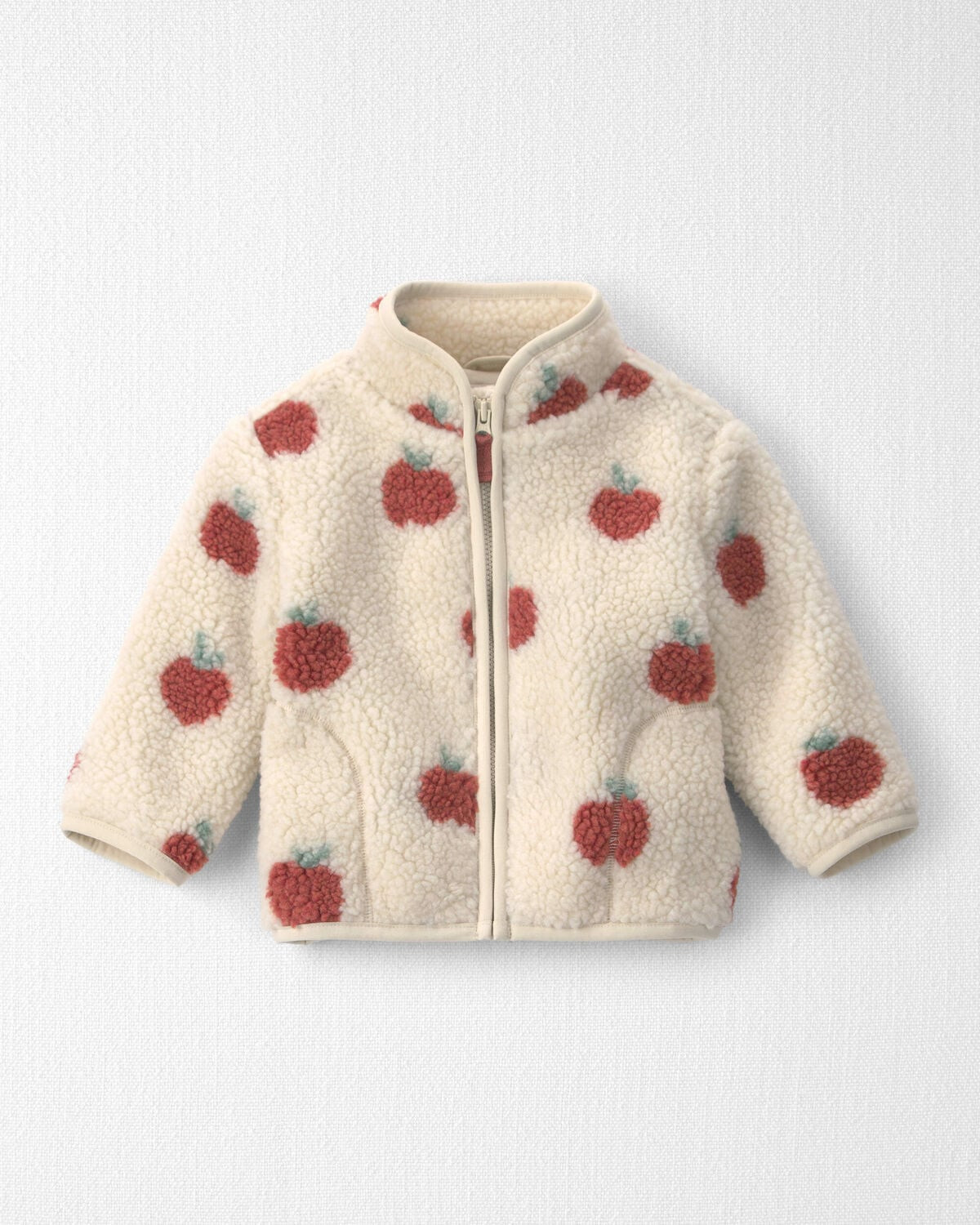 Baby Girl Recycled Teddy Fleece Jacket in Apples | Carter's Inc