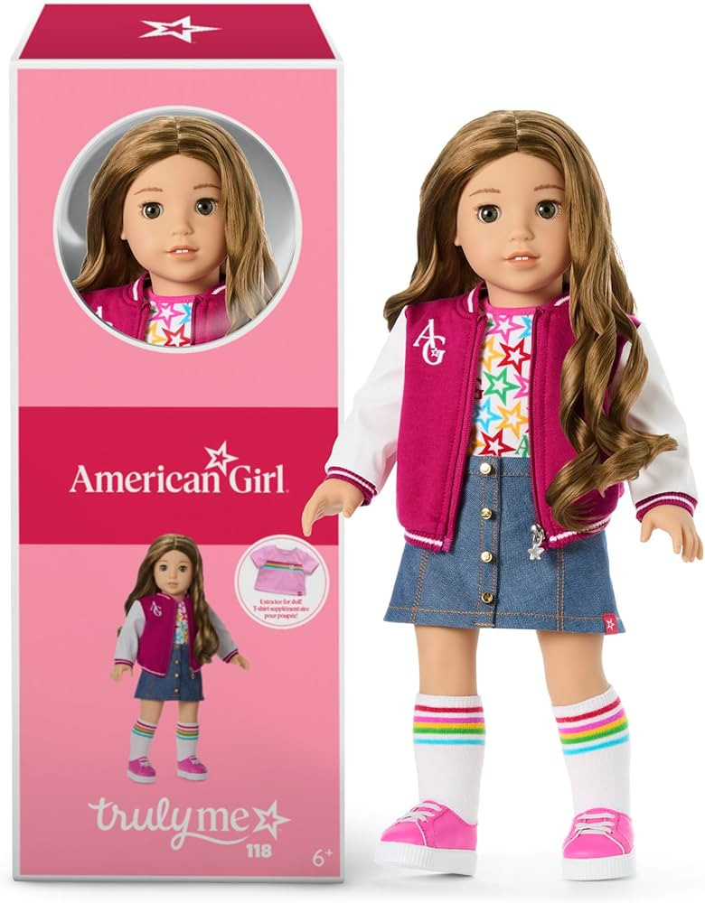 American Girl, Truly Me 18-inch Doll #118 with Brown Eyes, Wavy Dark-Brown Hair with Highlights, ... | Amazon (US)