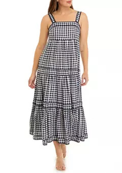 Crown & Ivy™ Women's Sleeveless Tiered Yarn Dyed Dress | Belk