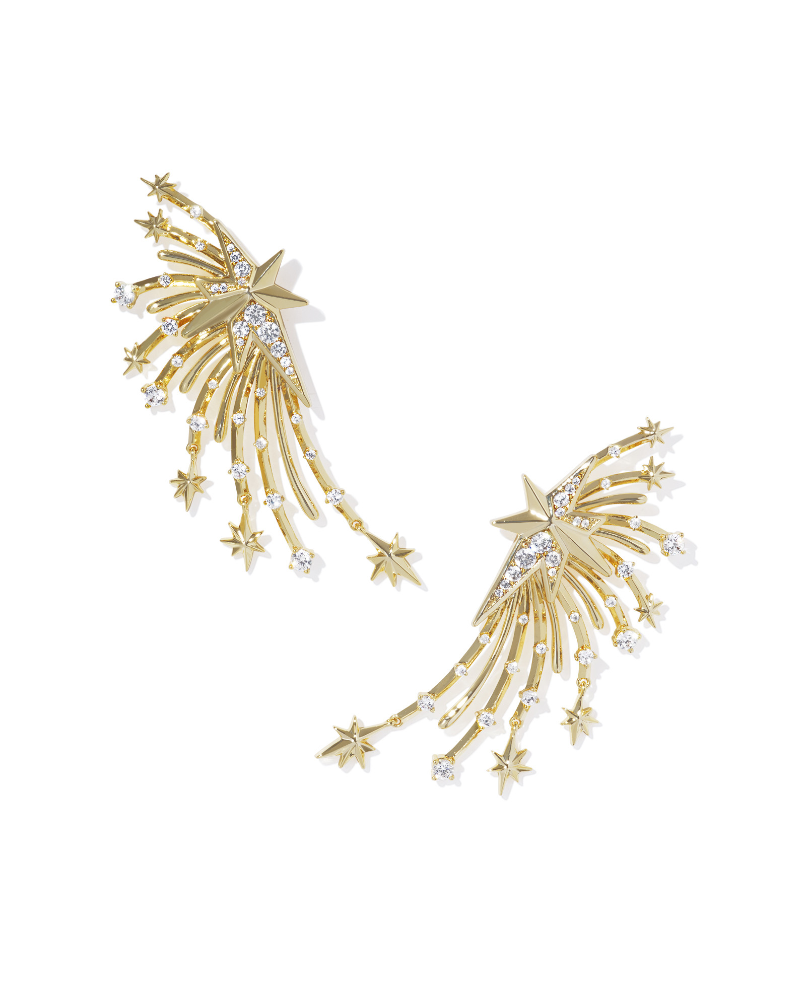 Firework Gold Statement Earrings in White CZ | Kendra Scott