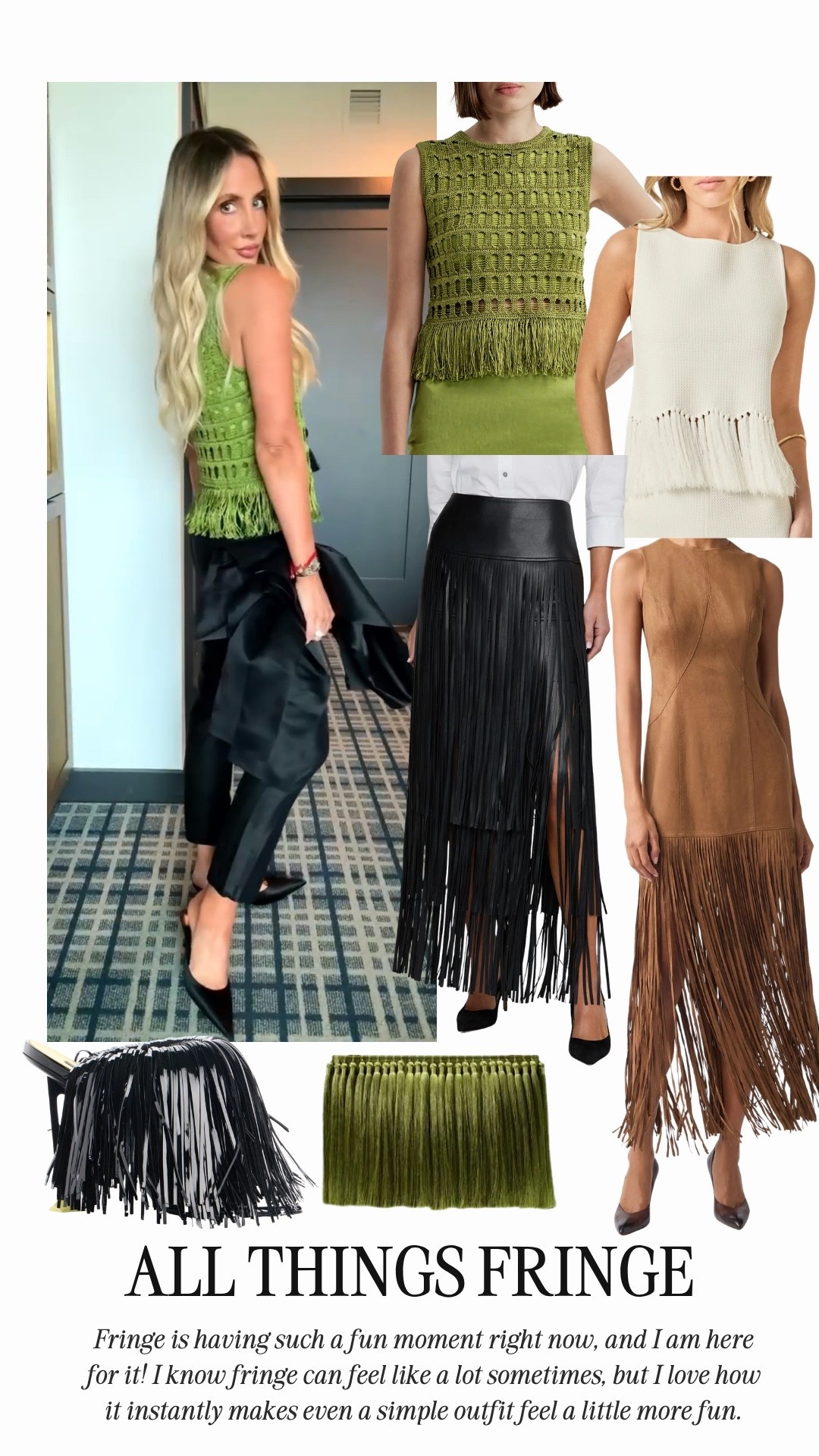 Fringe is such a statement, and I love it!

Ash:
Height: 5’6
Weight: 140 pounds
Top size: medium
Dress: medium
Skirt size: 6 

Em:
Height: 5’6
Weight: 115 pounds
Top size: small
Dress: small 
Skirt size: 2

Fall fashion, fall must haves, women’s fashion, fall trends, trendy fashion