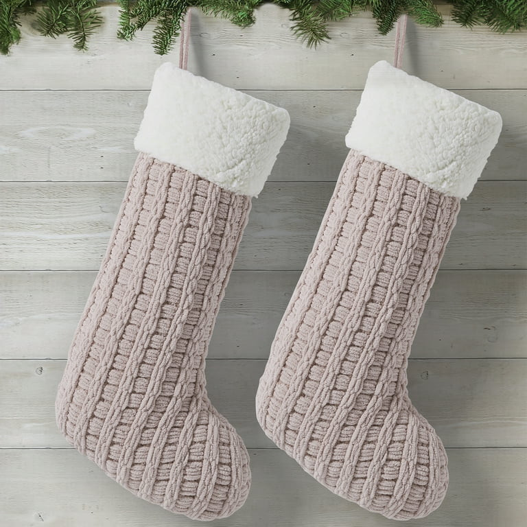 My Texas House Charlotte Blush Pink Chenille Basketweave Christmas Stockings, 20" x 10" (2 Count)... | Walmart (US)