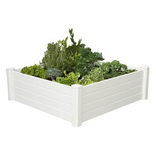 4 ft. x 4 ft. x 15 in. White Vinyl Raised Garden Bed | The Home Depot