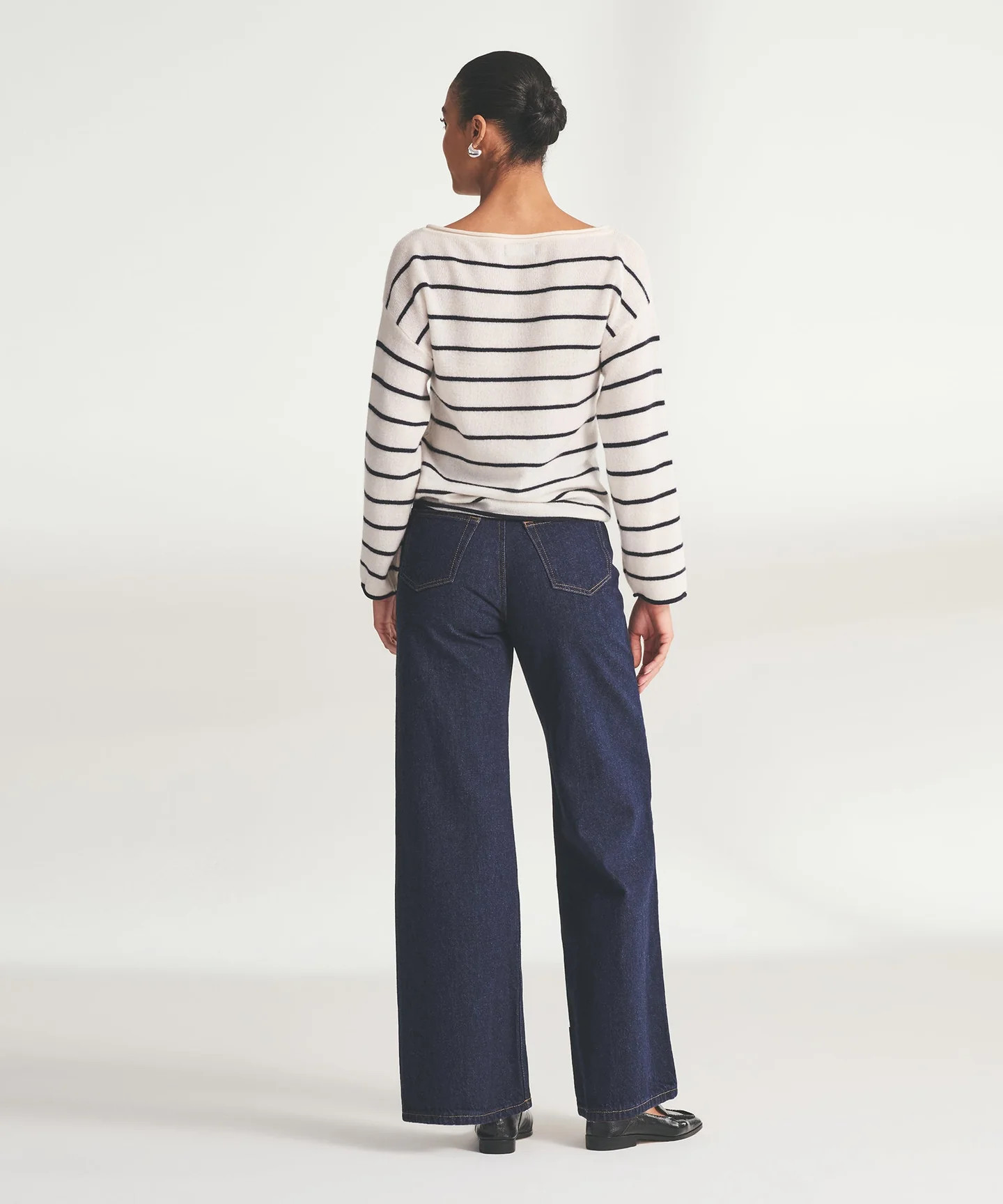 Lightweight Cashmere Relaxed Striped Boatneck Sweater | NAADAM