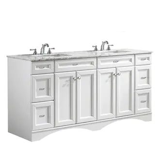 Vinnova Naples 72-inch Double White Mirrorless Vanity with Carrera White Marble Top | Bed Bath & Beyond