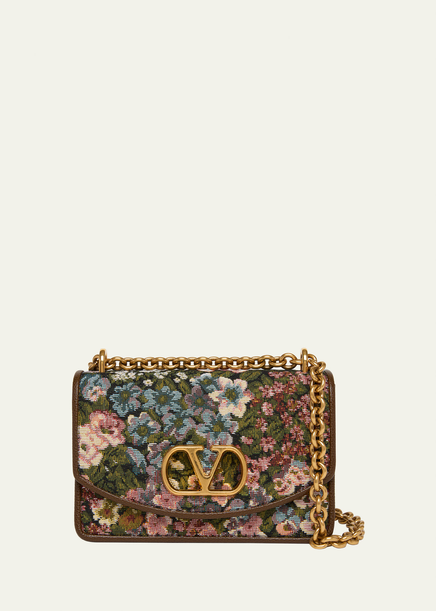 Valentino Garavani Small Floral Woven Leather-Trim Shoulder Bag | Bergdorf Goodman