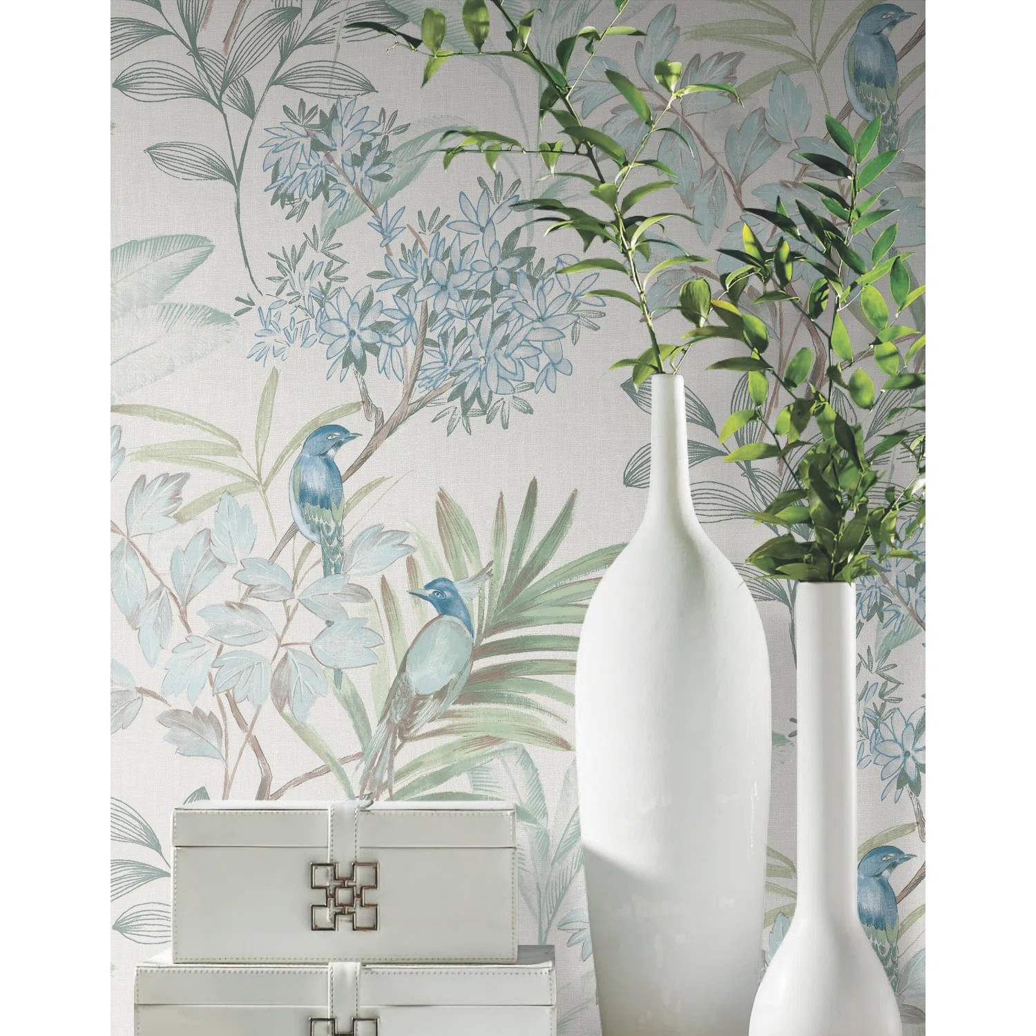 Handpainted Songbird Peel & Stick Floral Roll | Wayfair North America