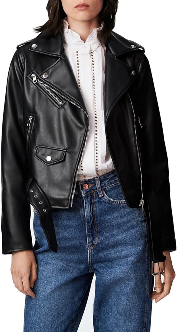 LY VAREY LIN Women's Faux Leather Motorcycle Jacket PU Slim Short Biker Coat | Amazon (US)