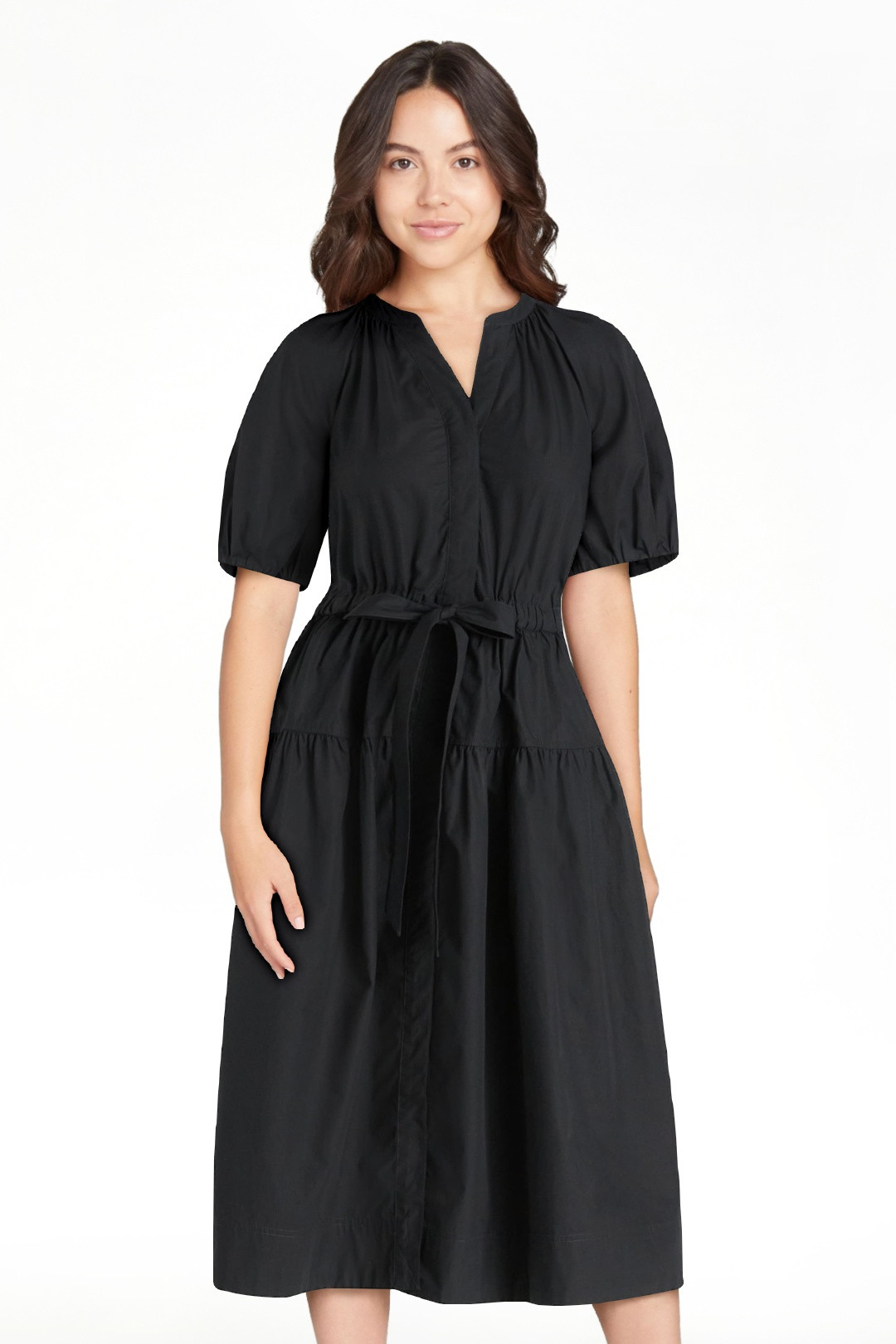 Free Assembly Women's and Women's Plus Cotton Midi Dress with Puff Sleeves, Sizes XS-4X - Walmart... | Walmart (US)