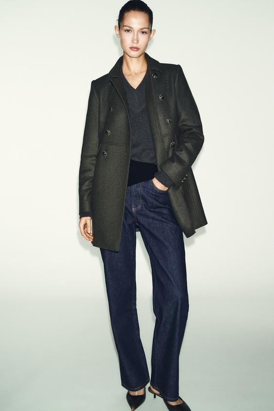 DOUBLE BREASTED WOOL BLEND COAT | Zara US