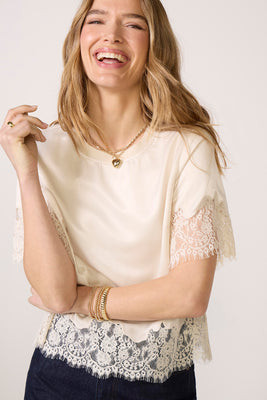 SANCTUARY Women's One of a Kind Lace Top, Size Small, Bone White | Evereve