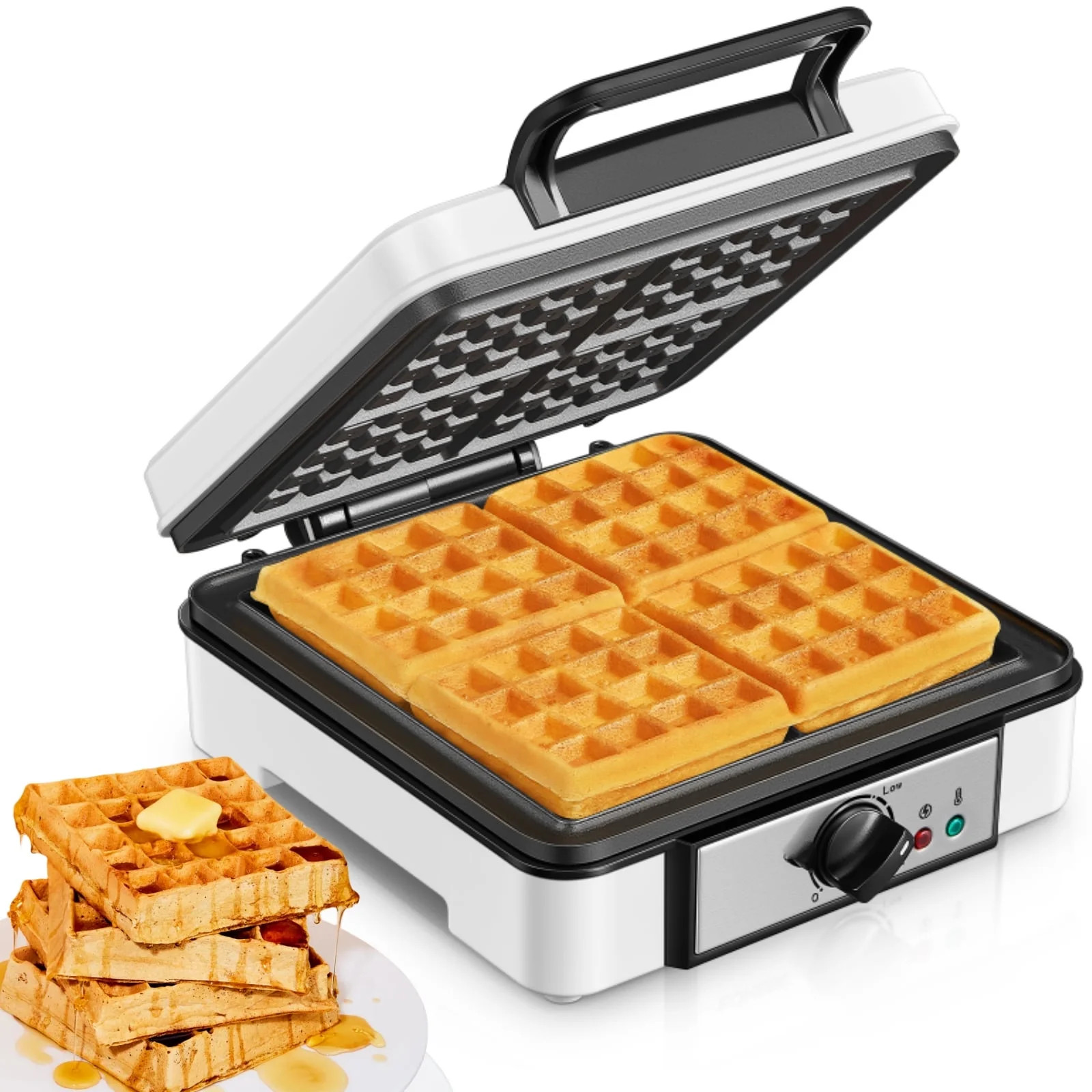 FOHERE 4 Slice Electric Waffle Maker, Non-Stick | Walmart (US)